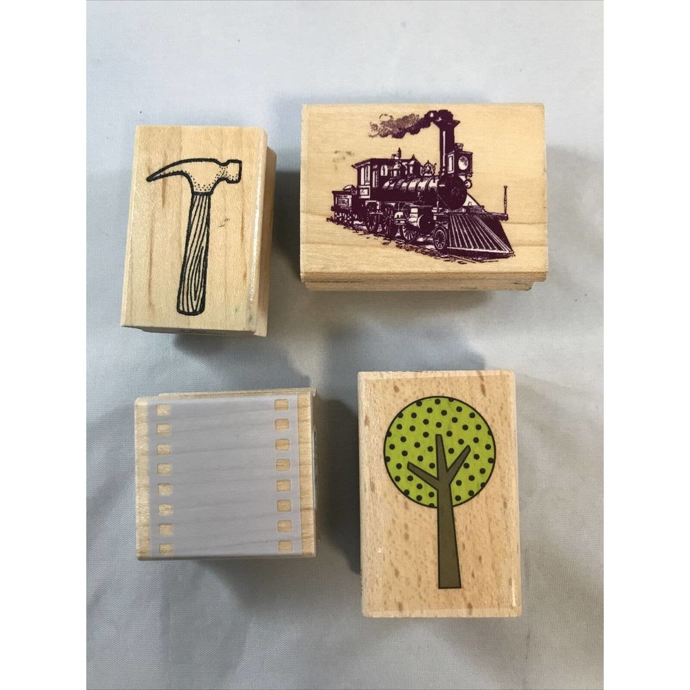 Lot of 29 Wood Mounted Rubber Crafting Stamps Miscellaneous N3-4 - Picture 3 of 7